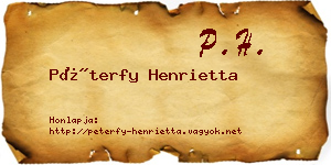 Péterfy Henrietta névjegykártya