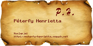 Péterfy Henrietta névjegykártya