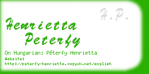 henrietta peterfy business card